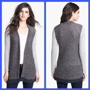 HINGE PEBBLE STITCH ANGORA CARDIGAN  M